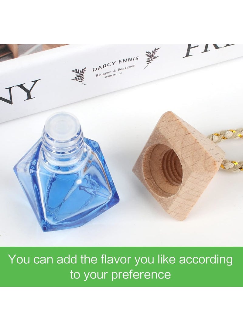 Cobest Hanging Car Perfume Bottle Diffuser for Aroma Oils 5 Pack 8ml Refillable Glass Air Freshener Bottles with Wood Cap and String for Rearview Mirror Home and Office Decoration Accessories - Image 2