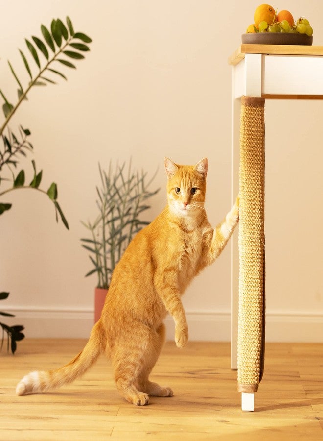 Navaris Table Leg Cat Scratcher - Sisal Scratching Mat Protector for Furniture Legs - Scratch Pad Protection with Wrap Around Straps 23 5/8" x 9 7/8" - Image 3