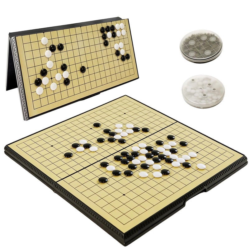 Luoyer 15 inch Go Game Set Magnetic Folding Board Game Portable Traditional Chinese Weiqi Set with Magnetic Stones for Adults Travel Gomoku - Image 4