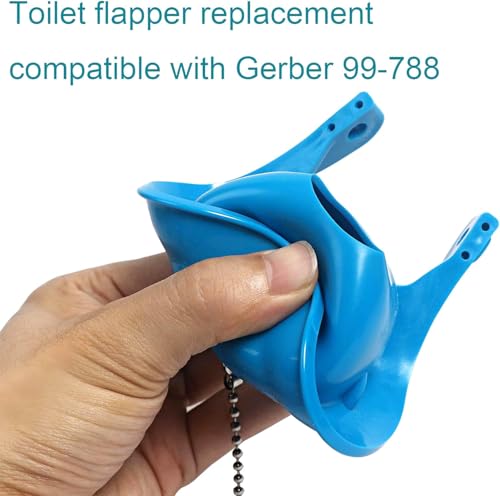 GZJoSum 3 Inch Toilet Flapper Replacement Compatible with Gerber 99-788, Easy to Install with 2 Toilet Handle & Stainless Chain, Long Lasting Rubber Toliet Flapper, Blue(2PCS) - Image 4