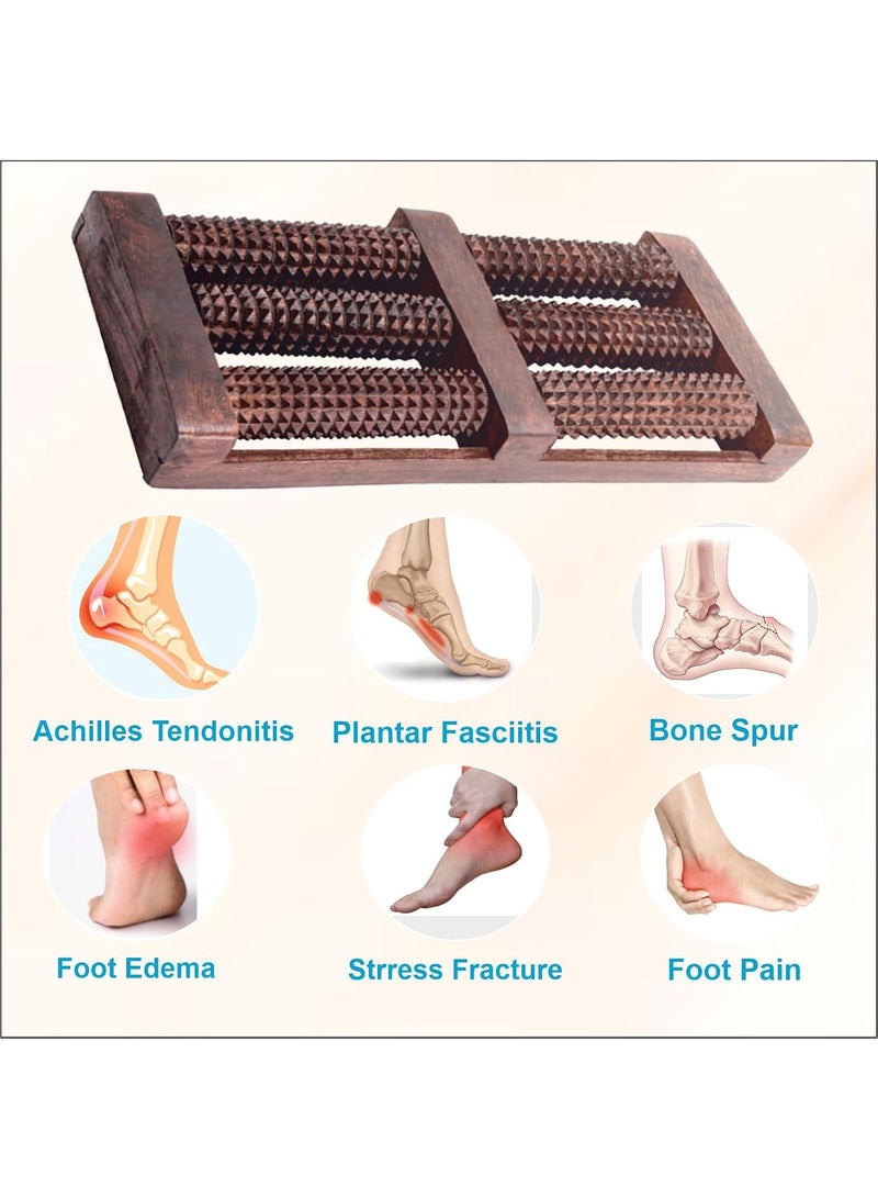 Flavoma Sheesham 6 Rollers Wooden Foot/Feet Massager | Acupressure Foot Roller for Foot Pain Relief, Blood Circulation | Manual Relax Massager for Feet, Back, Neck, Shoulders & Legs - Image 2