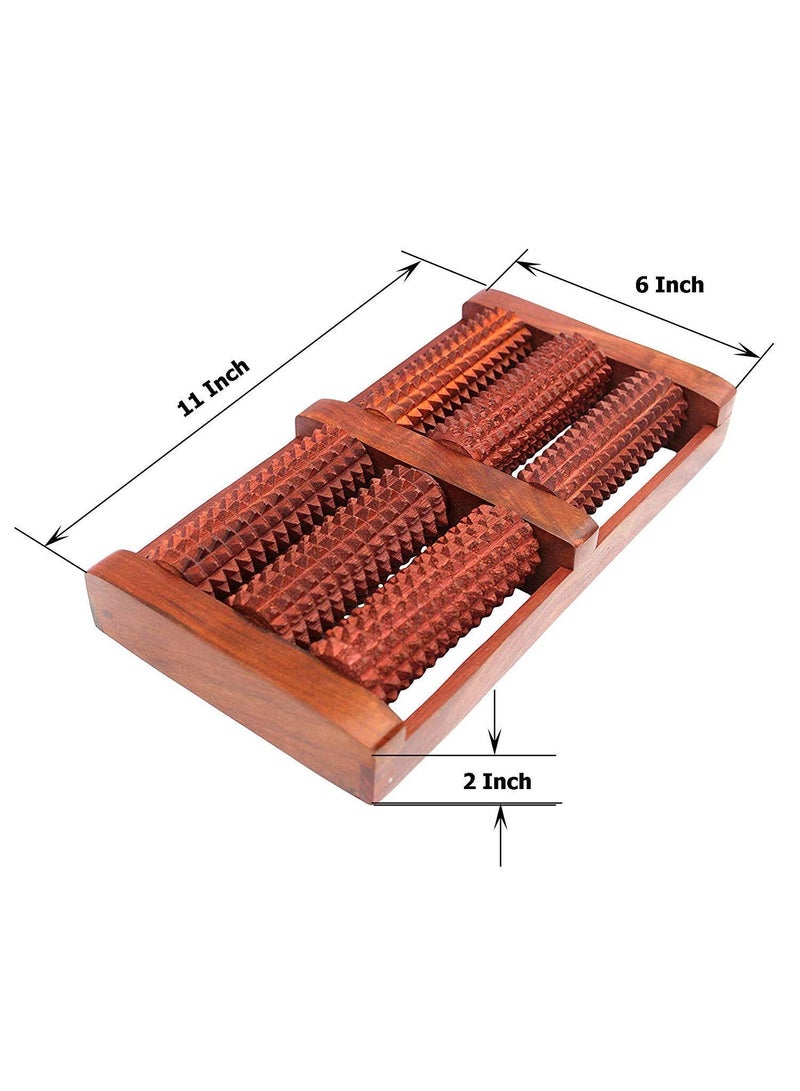 Flavoma Sheesham 6 Rollers Wooden Foot/Feet Massager | Acupressure Foot Roller for Foot Pain Relief, Blood Circulation | Manual Relax Massager for Feet, Back, Neck, Shoulders & Legs - Image 3