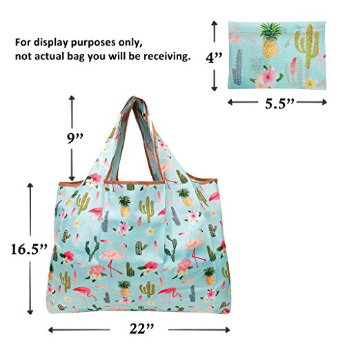 allydrew Large Foldable Tote Nylon Reusable Grocery Bags, Regal Elephants - Image 5