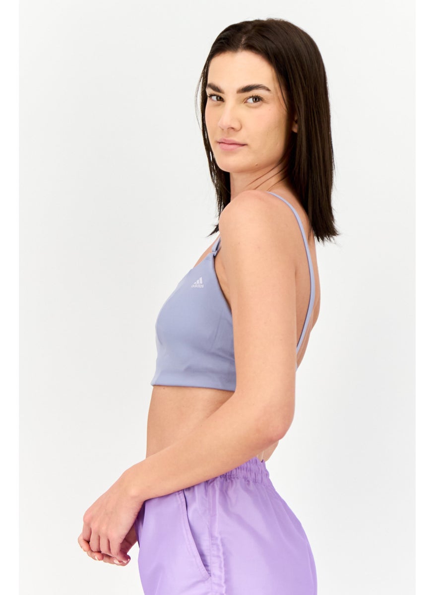Adidas Women Lightly Padded Brand Logo Training Sport Bra, Light Purple  - Image 3