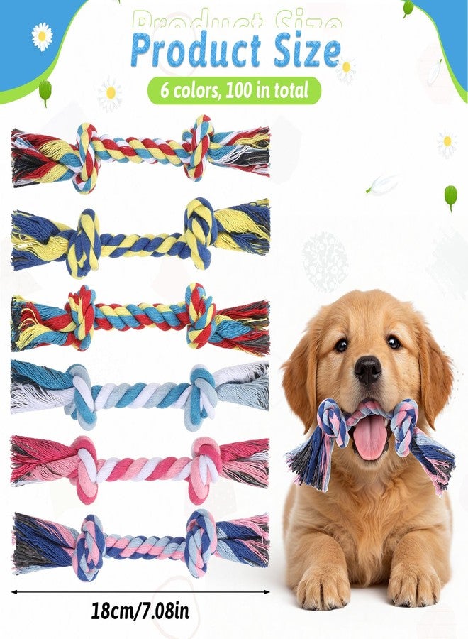 Xosjska 100 Pieces Knot Rope Dog Toys, 100% Cotton Dog Rope Toys Bulk, Multi Color Puppy Chew Toy, Ropes Dogs Toyss for Aggressive Chewers Durable Puppy Tug of War Toy with Knot for Small and Medium Dogs - Image 2