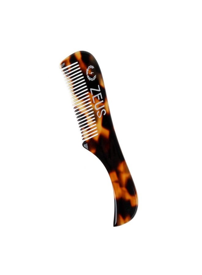 ZEUS Handmade Saw-Cut Mustache Comb for Men, Fine Tooth, Durable, Hand Polished Pocket Beard Comb, Grooming Essential (Tortoiseshell) B12 - Image 1