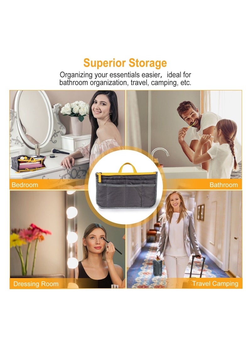 Generic - 13 Pockets Bag Organizer Insert, Handbag Organizer, Expandable Liner Bag Pouch, Handbags Insert Organizer, Multifunctional Storage Bag, with Zipper Closure and Multiple Pockets - Image 1