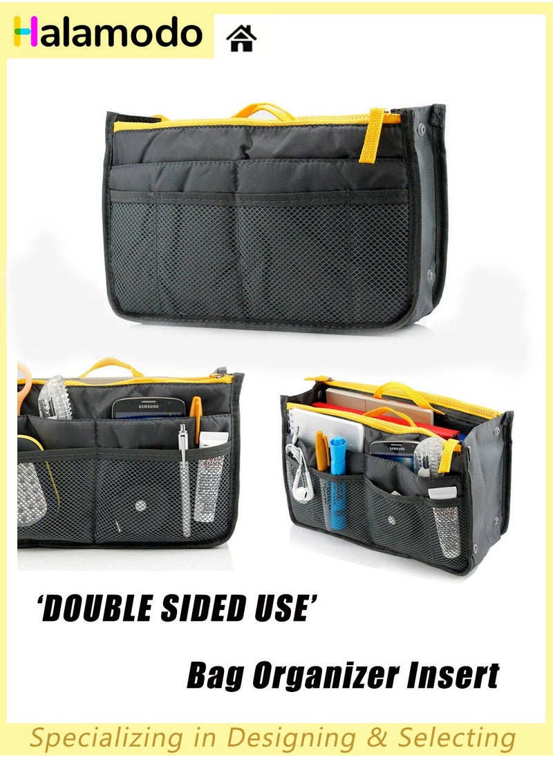 Generic - 13 Pockets Bag Organizer Insert, Handbag Organizer, Expandable Liner Bag Pouch, Handbags Insert Organizer, Multifunctional Storage Bag, with Zipper Closure and Multiple Pockets - Image 1