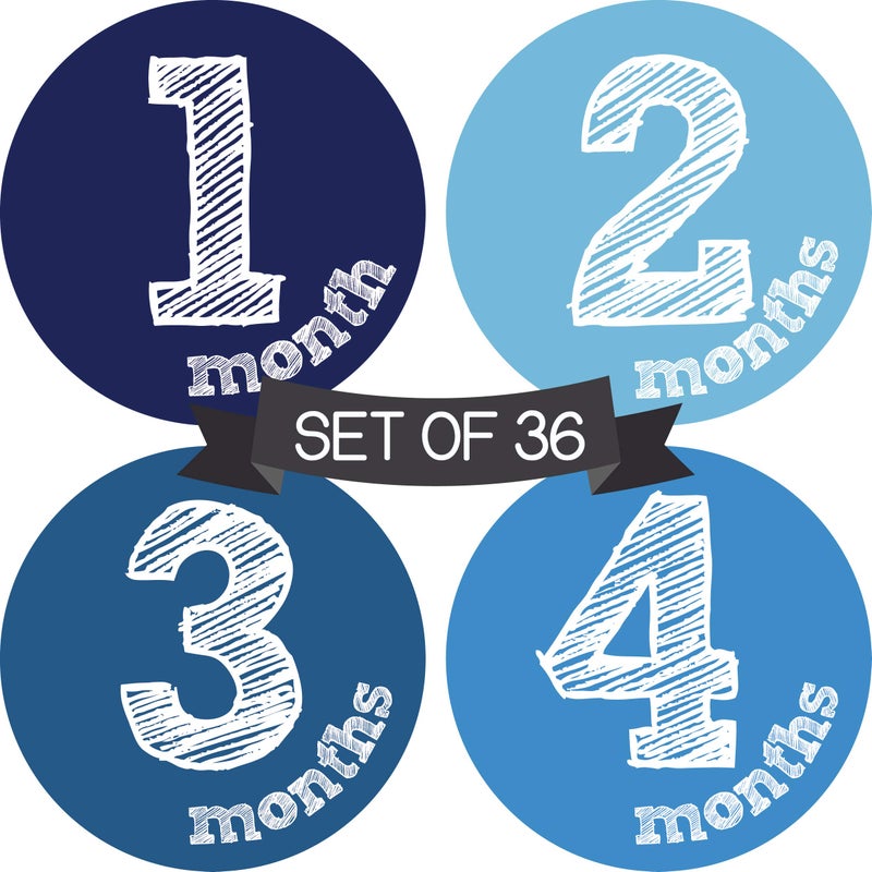 Baby Monthly Milestone Stickers for Boys  Newborn Month of The Year Stickers