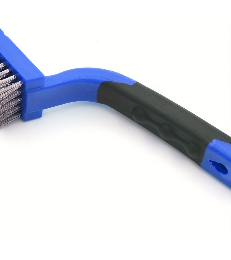 blue 11 Row 5 Column Dense Bristle Industrial Wire Brush For Rust Removal Cleaning - Image 3