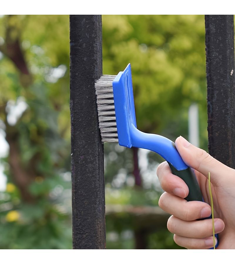 blue 11 Row 5 Column Dense Bristle Industrial Wire Brush For Rust Removal Cleaning - Image 5