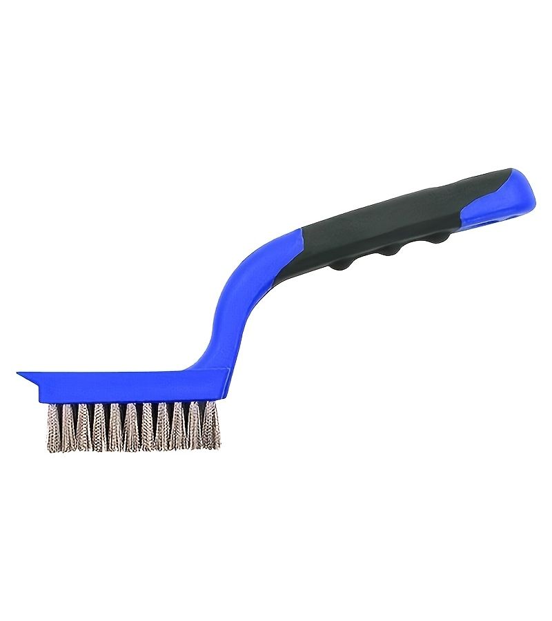 blue 11 Row 5 Column Dense Bristle Industrial Wire Brush For Rust Removal Cleaning - Image 1