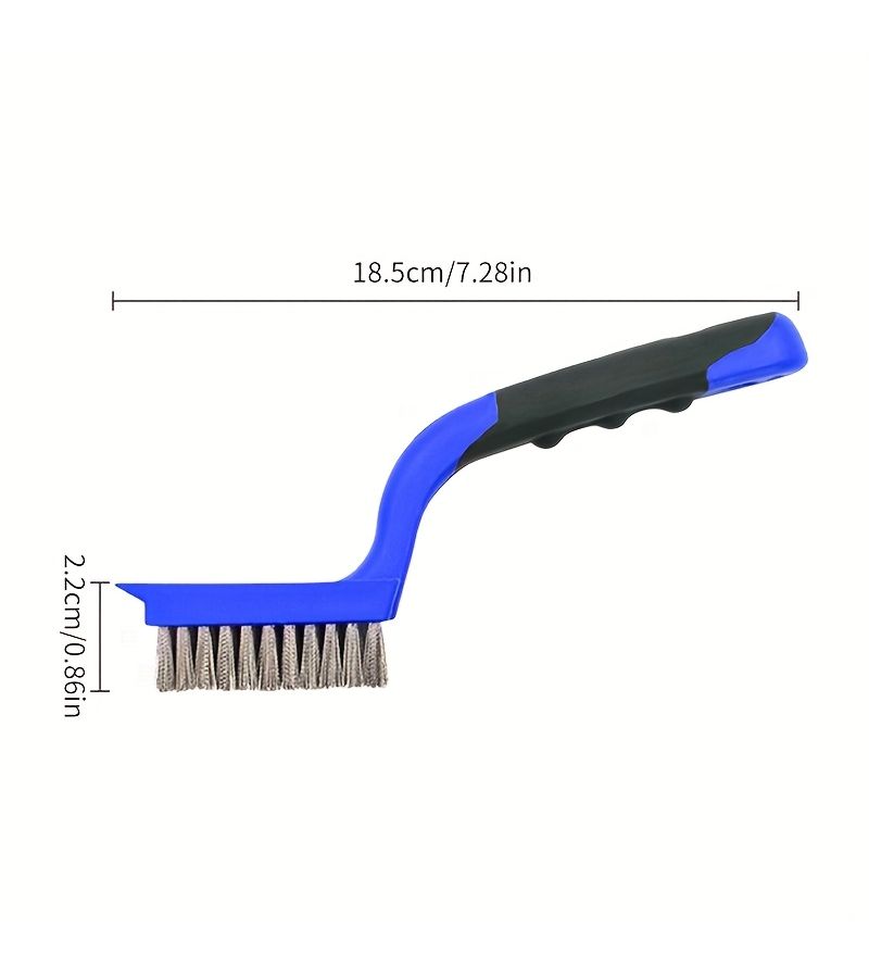 blue 11 Row 5 Column Dense Bristle Industrial Wire Brush For Rust Removal Cleaning - Image 2