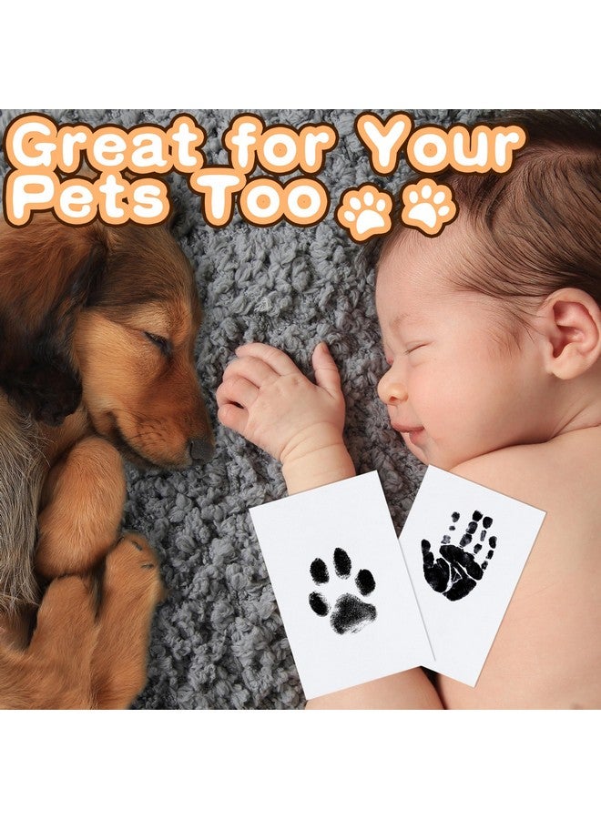 MengNi Baby Footprint Kit Hand Footprint Kit Dog Paw Print Kit Clean Touch Ink Pad Inkless Hand and Footprint Kit Handprint Kit Baby Registry Search with 4 Ink Pads and 8 Imprint Cards - Image 2