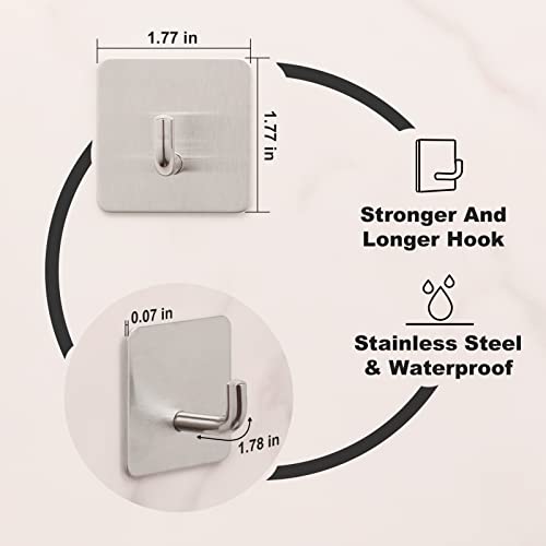 Budding Joy 8 Pack Heavy Duty Stainless Steel Towel Hooks - Waterproof, Rust Resistant, Wall Mount Adhesive Hooks for Hanging Clothes, Kitchen, Bathroom - Image 4