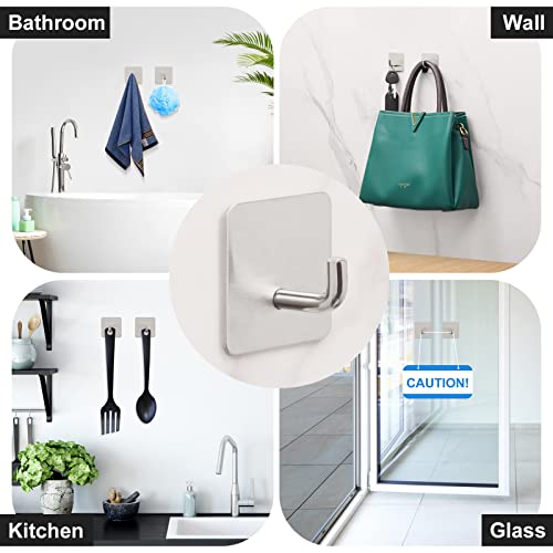 Budding Joy 8 Pack Heavy Duty Stainless Steel Towel Hooks - Waterproof, Rust Resistant, Wall Mount Adhesive Hooks for Hanging Clothes, Kitchen, Bathroom - Image 5