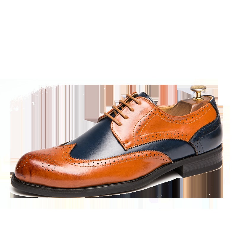 Independent Station 2025 Large Size Dropshipping Round Toe Men'S Business Casual Leather Shoes Color Matching Large Size Men'S Shoes - Image 1