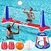 JOYIN Inflatable Pool Float Set Volleyball Net  Basketball Hoops Balls Included for Kids and Adults Swimming Game Toy Summer Floaties Volleyball Court BasketballLRed - Image 4