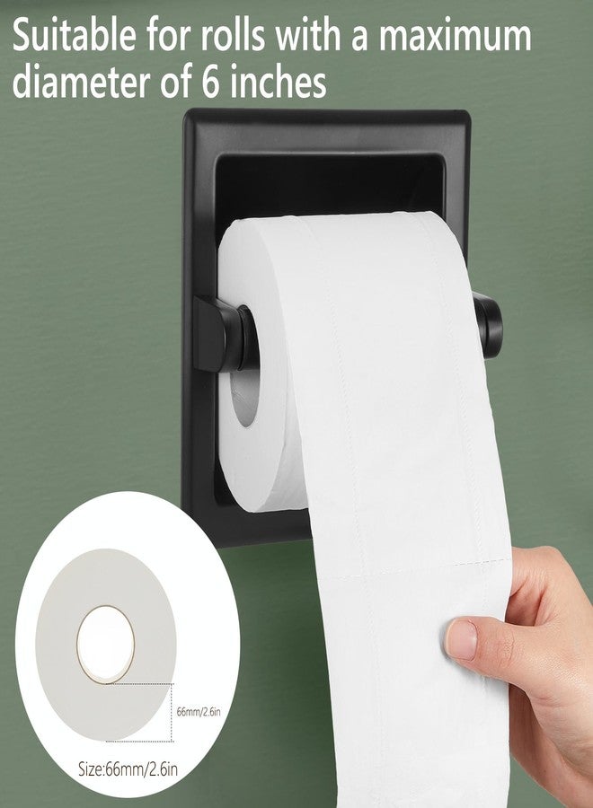LemonRoad 2 Pcs Matte Black Recessed Toilet Paper Holder and Towel Ring Pack, Stainless Steel Bathroom Hardware, Wall Mount Pivoting Toilet Paper Dispenser & Heavy Duty Towel Roll Holder for Bathroom - Image 4