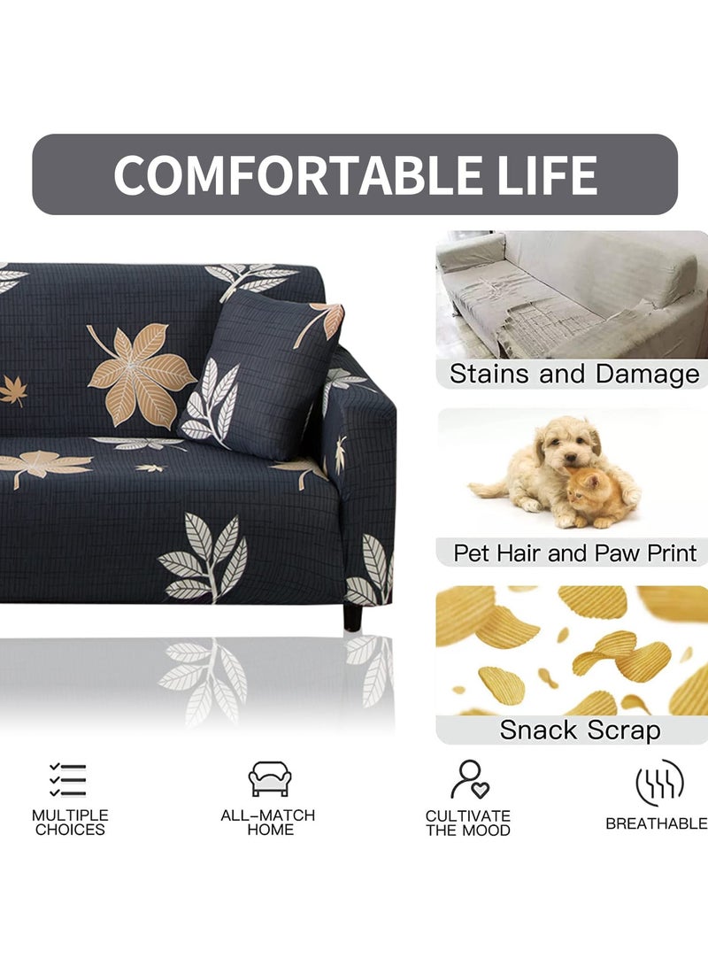 INFOSUN Stretch Sofa Slipcover, Elastic Fabric Fashion Printed Waterproof Armchair Loveseat Couch Living Room Sofa Covers Pet Protector Mat Cushion Cover with 1 Pillowcase(Pattern 3, 3 Seater) - Image 2