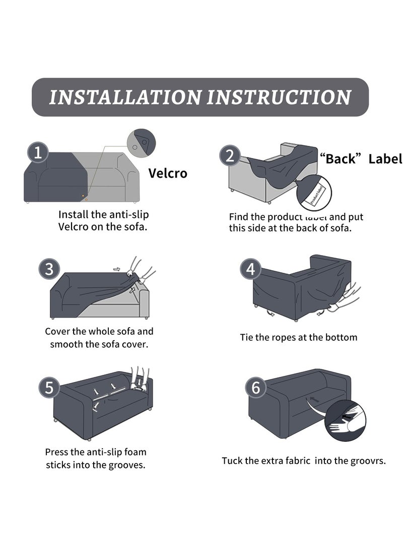 INFOSUN Stretch Sofa Slipcover, Elastic Fabric Fashion Printed Waterproof Armchair Loveseat Couch Living Room Sofa Covers Pet Protector Mat Cushion Cover with 1 Pillowcase(Pattern 3, 3 Seater) - Image 5