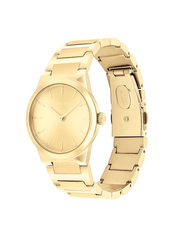 CALVIN KLEIN ساعة كالفن كلاين النسائية ذات العلبة الذهبية المستديرة - 25100077 - Image 3