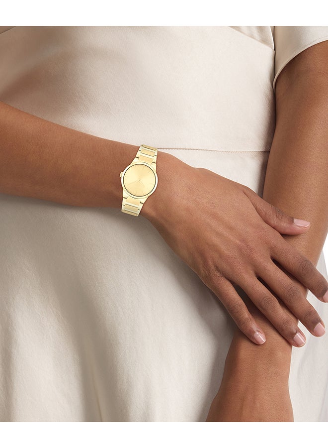 CALVIN KLEIN ساعة كالفن كلاين النسائية ذات العلبة الذهبية المستديرة - 25100077 - Image 4