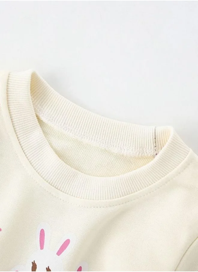 YUNIQEE White Printed Long Sleeve Crew Neck T-Shirt