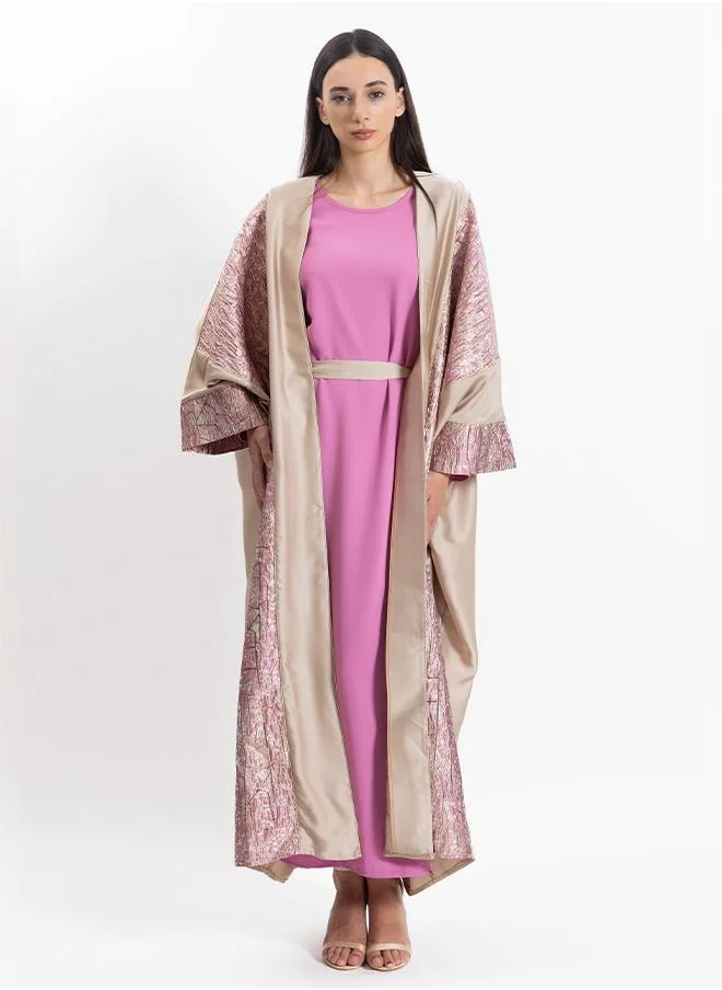 SHAPES TEXTURED DETAILED ABAYA WITH DRESS