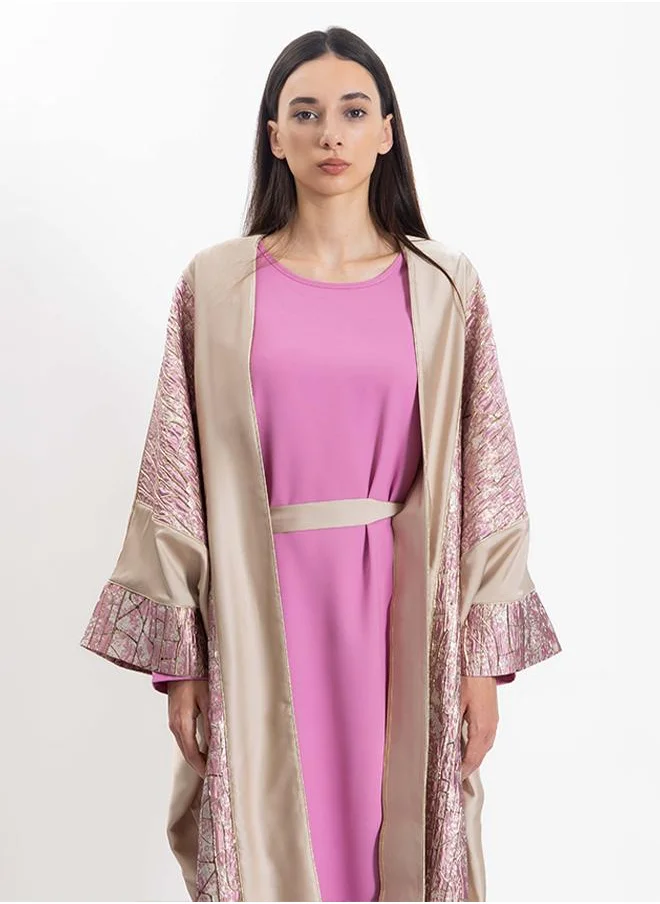 SHAPES TEXTURED DETAILED ABAYA WITH DRESS