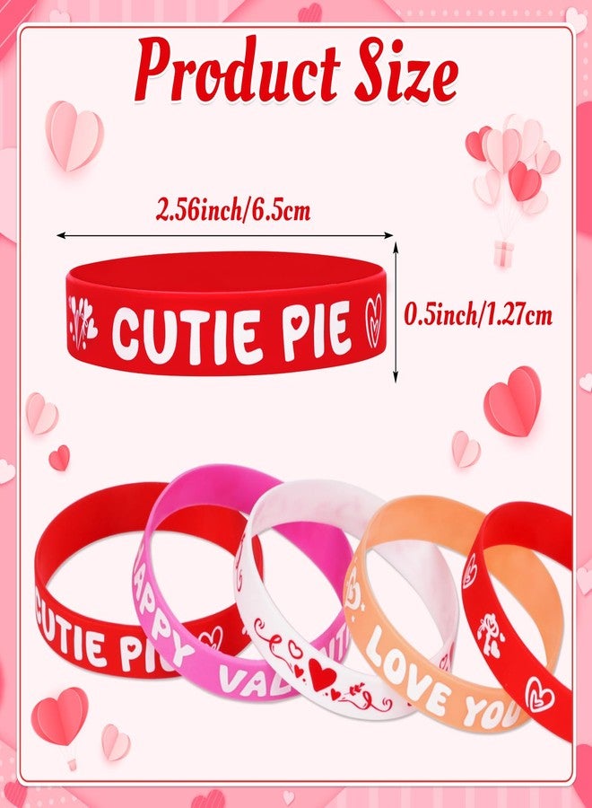 Moon Boat 144PCS Valentine's Day Silicone Bracelets Bulk Pink Red Love Heart Rubber Wristbands for Adults Valentines Wedding Party Decorations - Image 4
