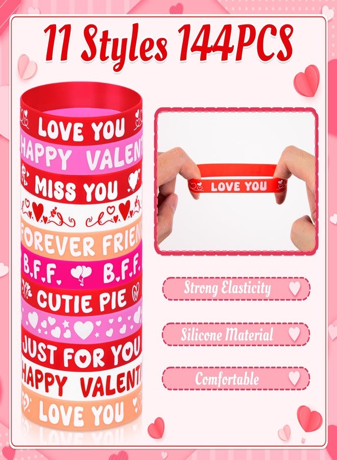 Moon Boat 144PCS Valentine's Day Silicone Bracelets Bulk Pink Red Love Heart Rubber Wristbands for Adults Valentines Wedding Party Decorations - Image 3