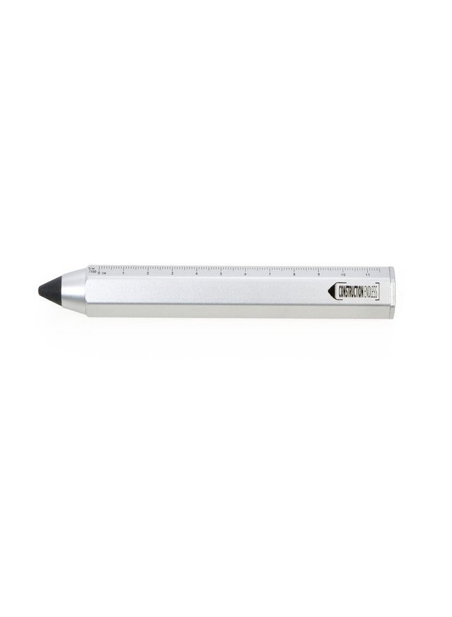 Troika PEN20/SI Multi-Tasking Pencil with Sustainable Endless Aluminium and Metal Tip - White Interchangeable Erasable with Centimetre/Inch Ruler - Size 147 x 10 x 10 mm - Image 2
