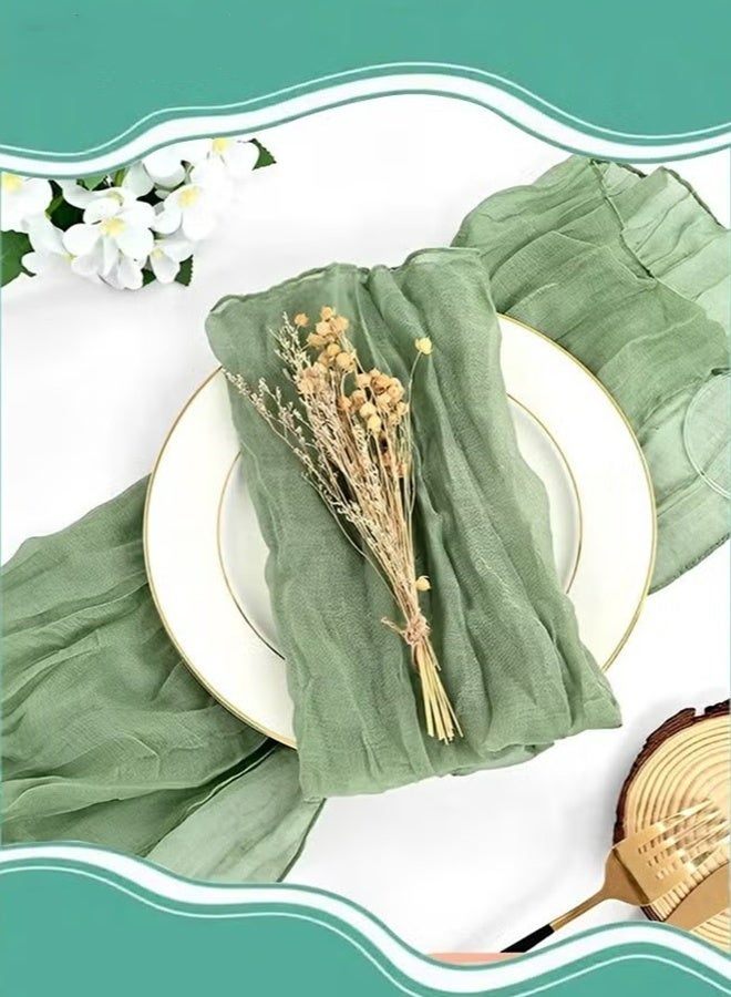 6Pcs Cloth Napkins 20 x 20 Inch Gauze Vintage Boho Cheesecloth Napkins Bulk Soft Breathable Reusable For Party Wedding Reception Bridal Shower Dinner Table Decorations Green - Image 2