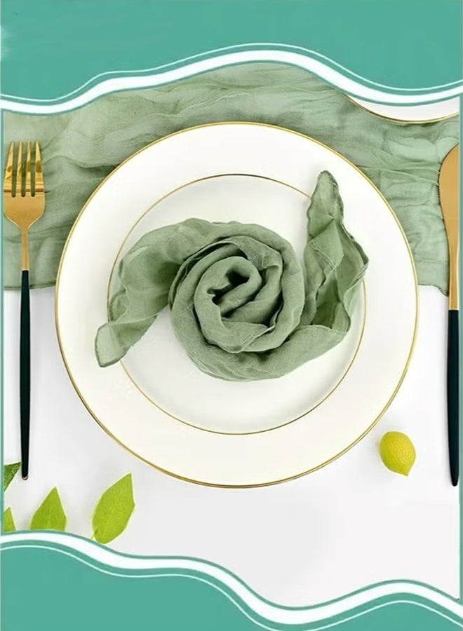 6Pcs Cloth Napkins 20 x 20 Inch Gauze Vintage Boho Cheesecloth Napkins Bulk Soft Breathable Reusable For Party Wedding Reception Bridal Shower Dinner Table Decorations Green - Image 4
