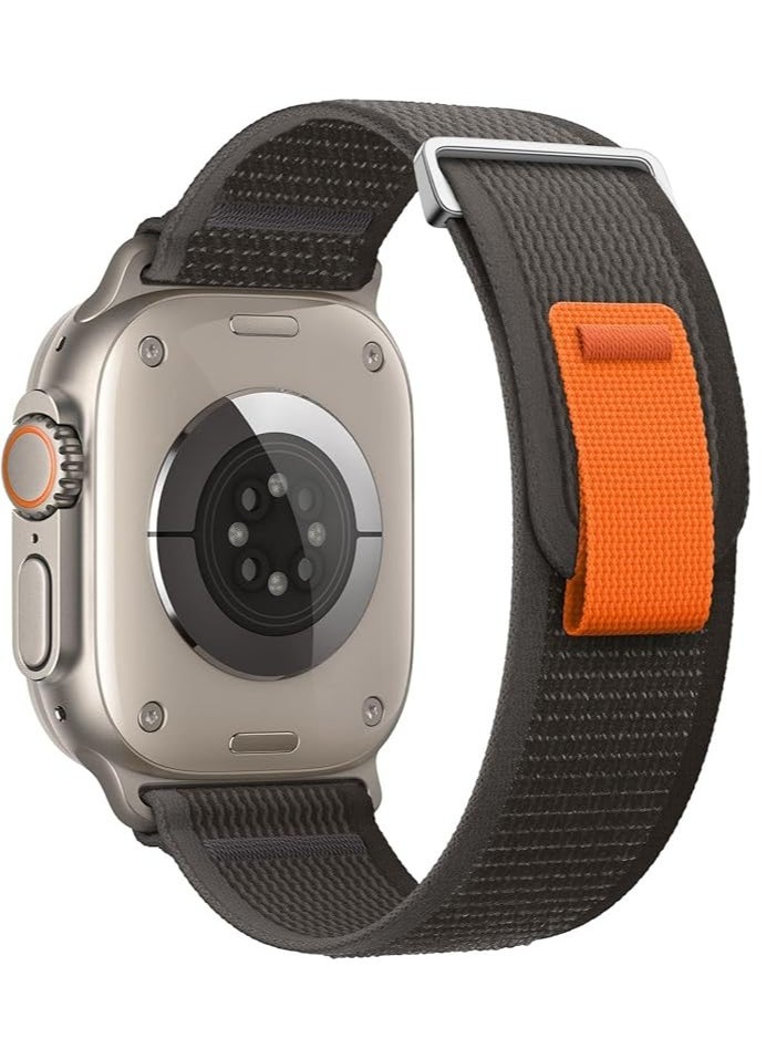 ten.tech - Tin Tech with Apple Watch Series Ultra/Ultra 2 Band 49mm 45mm 44mm 42mm, Nylon Sports Trail loop Band for Apple Watch /SE 1/2/3/4/5/6/7/ – Black & grey - Image 1