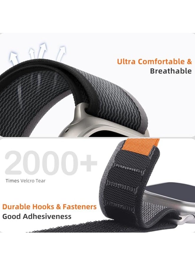 ten.tech - Tin Tech with Apple Watch Series Ultra/Ultra 2 Band 49mm 45mm 44mm 42mm, Nylon Sports Trail loop Band for Apple Watch /SE 1/2/3/4/5/6/7/ – Black & grey - Image 1