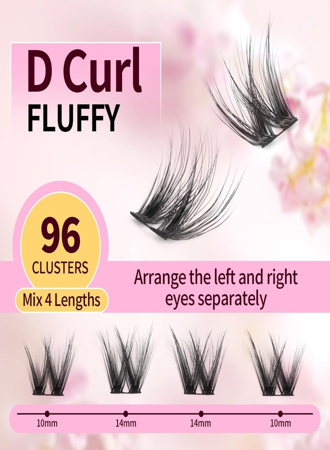 MLEN DIARY Cluster Lashes Wispy Individual Lash Extensions D Curl Natural Lash Clusters 10-14MM 96 Pcs DIY Eyelash Extension Reusable Eyelash Clusters at Home by MLEN DIARY - Image 2