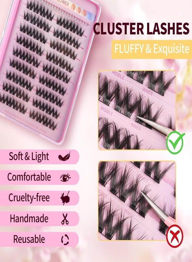 MLEN DIARY Cluster Lashes Wispy Individual Lash Extensions D Curl Natural Lash Clusters 10-14MM 96 Pcs DIY Eyelash Extension Reusable Eyelash Clusters at Home by MLEN DIARY - Image 3