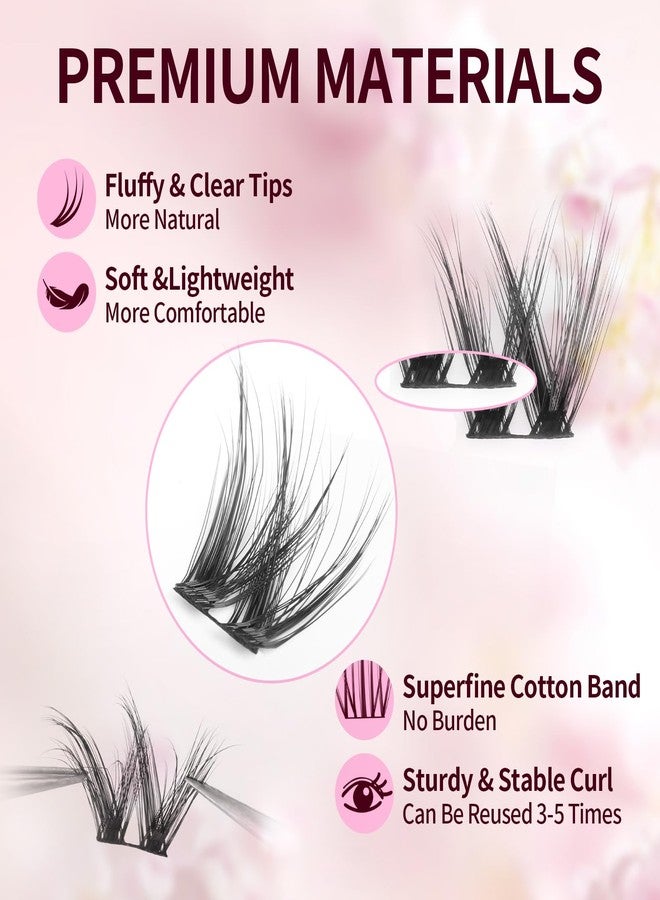 MLEN DIARY Cluster Lashes Wispy Individual Lash Extensions D Curl Natural Lash Clusters 10-14MM 96 Pcs DIY Eyelash Extension Reusable Eyelash Clusters at Home by MLEN DIARY - Image 5