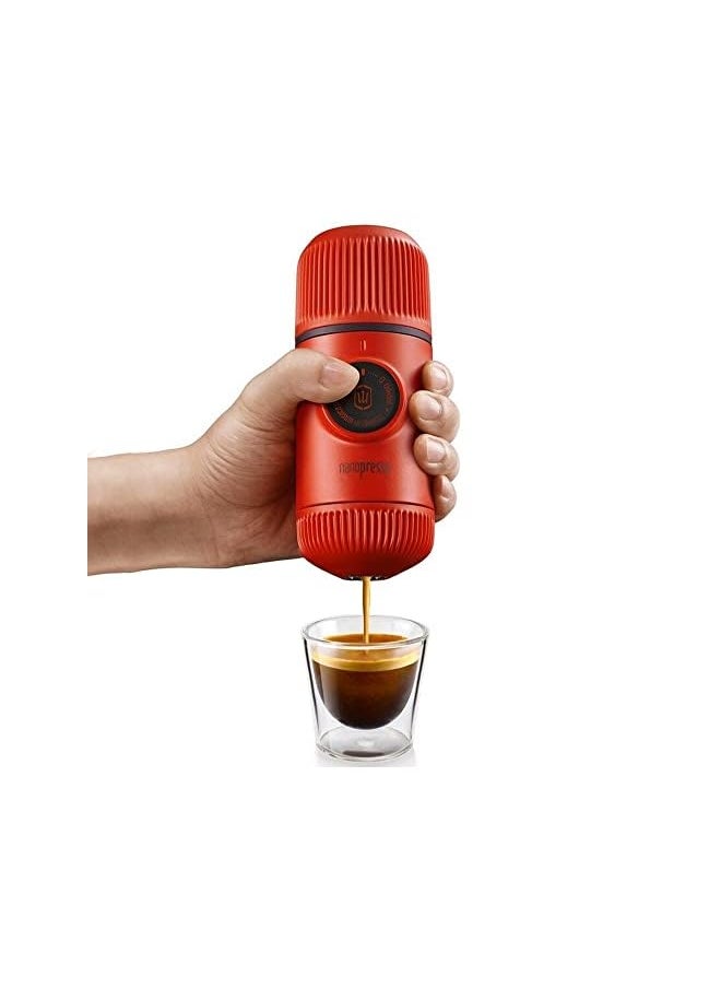 WACACO - Nanopresso Portable Espresso Maker Bundled With Protective Case, Upgrade Version Of Minipresso, Mini Travel Coffee Machine, Perfect For Camping, And Office (Lava Red) - Image 1
