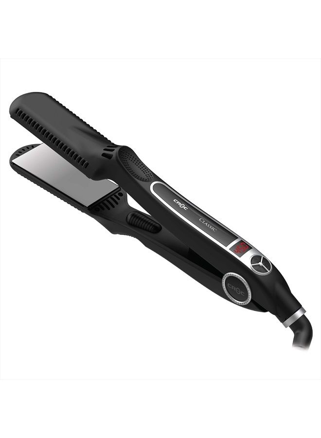 CROC مكواة مسطحة كلاسيكية من التيتانيوم الفضي، 1.5 بوصة - Image 1