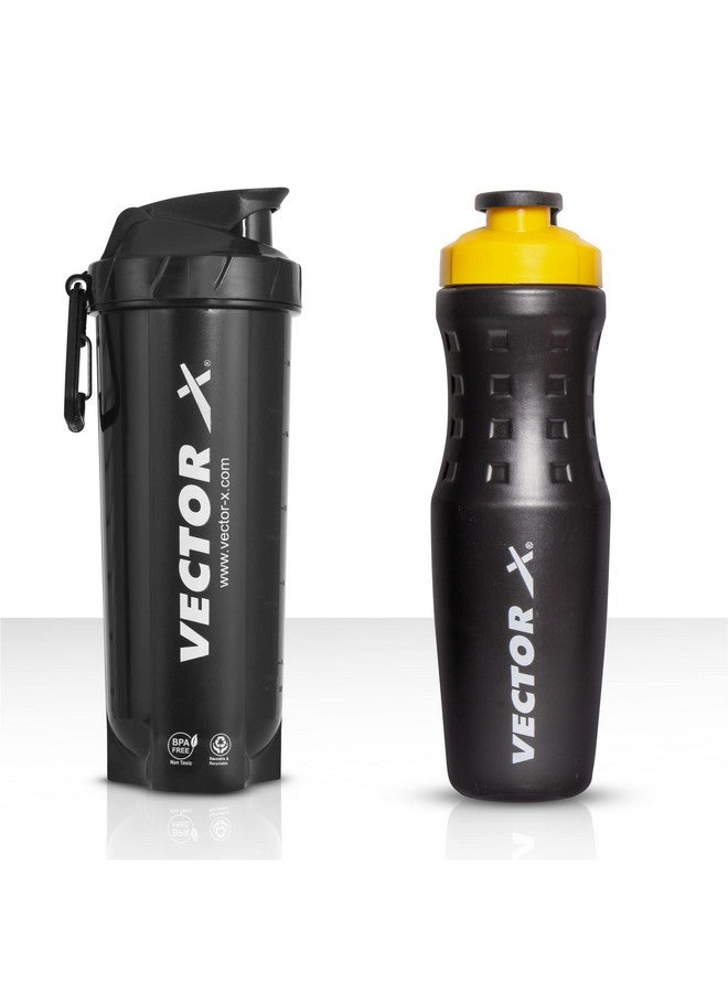 Vector X زجاجة فيكتور إكس للطاقة وزجاجة نشطة لاهتزاز البروتين 750 مل (عبوة من 2، أسود، بلاستيك) - Image 1