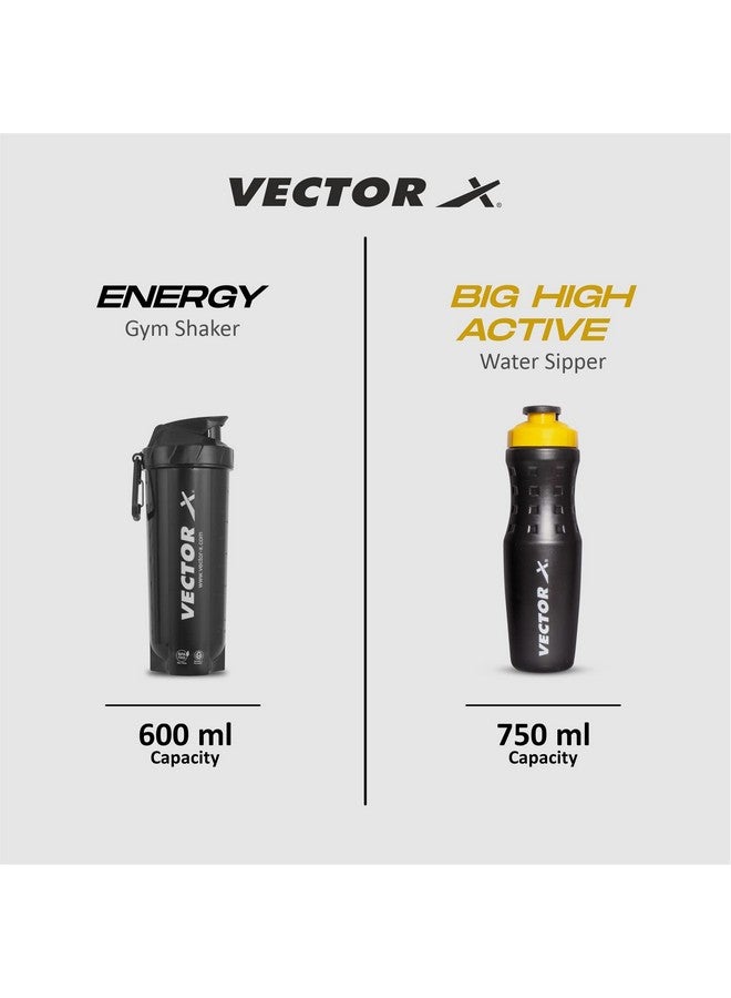 Vector X زجاجة فيكتور إكس للطاقة وزجاجة نشطة لاهتزاز البروتين 750 مل (عبوة من 2، أسود، بلاستيك) - Image 3