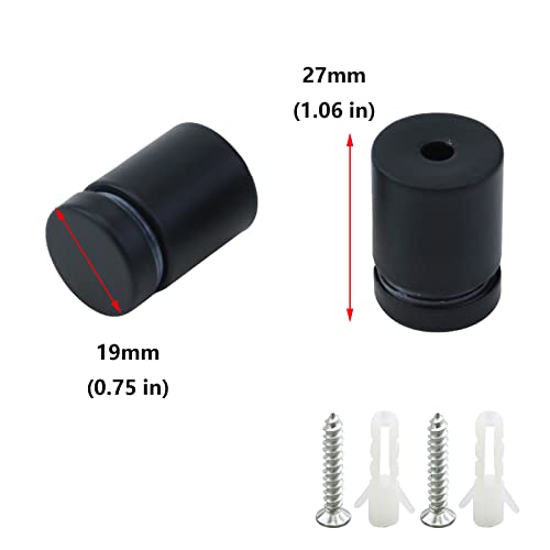 Antrader Glass Standoff, 12-Pack Nail Wall Mount Standoff Holder Screw Stainless Steel Advertise Fixing Pin Sign Mounting Hardware, 3/4" Dia 1" Length, Matte Black - Image 3