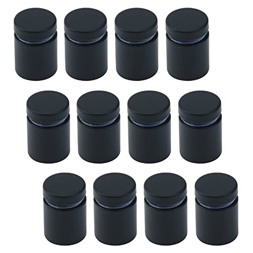 Antrader Glass Standoff, 12-Pack Nail Wall Mount Standoff Holder Screw Stainless Steel Advertise Fixing Pin Sign Mounting Hardware, 3/4" Dia 1" Length, Matte Black - Image 1