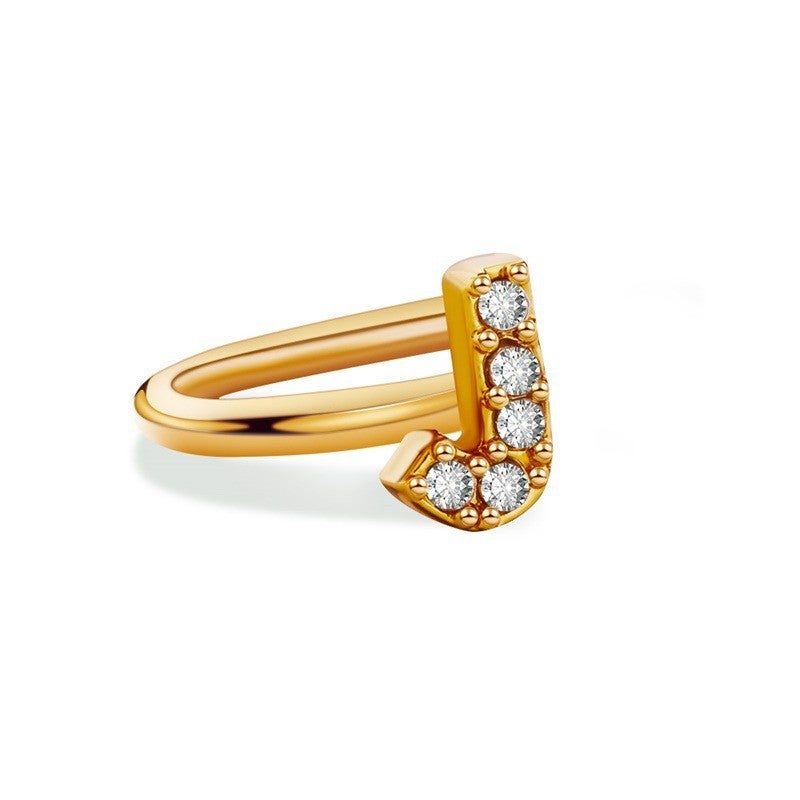 ofeankri Cross-Border U-Shaped Gold Earring Clip with 26 English Letters and Diamonds - Minimalist, Fashionable, Classic, No Piercing Required - Image 5