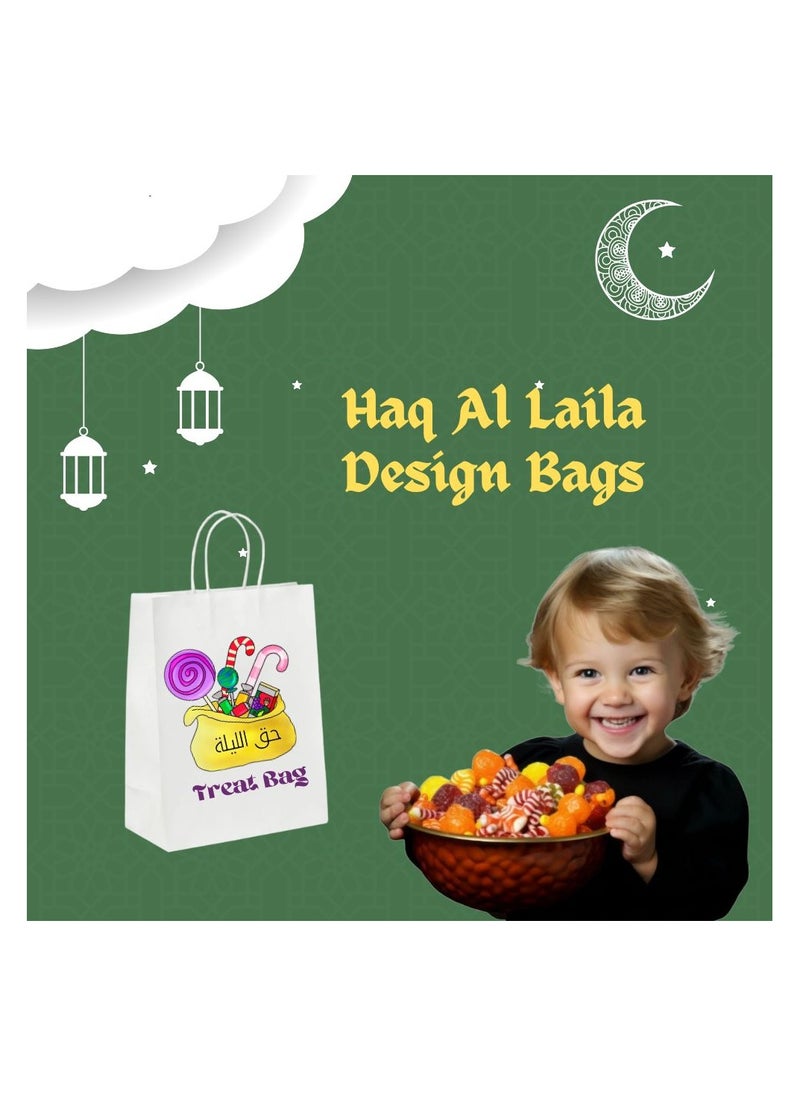 PRINTSHOP4ME - Haq Al Laila White Kraft Paper Bags A4|Eco-Friendly|Gift Bags For Ramadan Celebrations|Party &Events-Reusable,Biodegradable|Sturdy Handles - Image 1