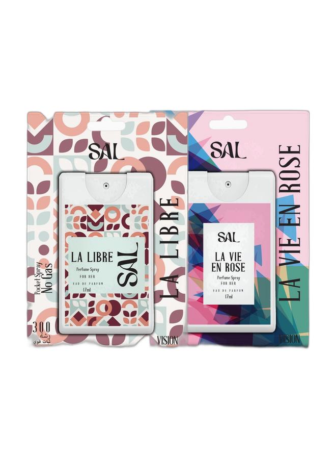 Sal La Libre Pocket Perfume | 17ml | 300 Sprays & Sal La Vie en Rose Pocket Perfume | 17ml | 300 Sprays Bundle - Image 1