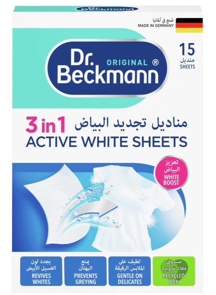 Dr. Beckmann 3 In 1 Active White Sheets Revive White 15 Sheets - Image 1